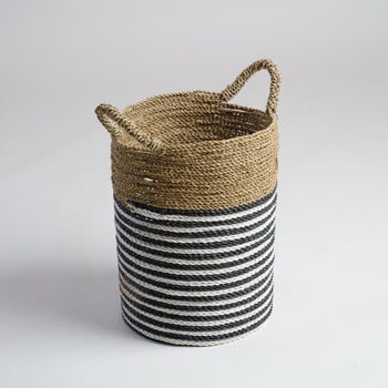 Black and White Seagrass Basket